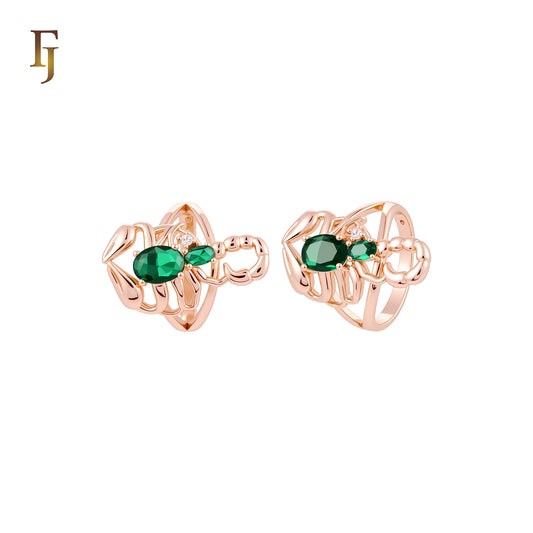 Great Scorpio of Emerald Green CZs Rose Gold Fashion Rings