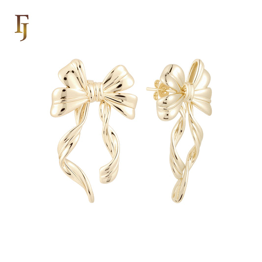 Ribbon of butterfly knot bowknot 14K Gold, Rose Gold Stud Earrings