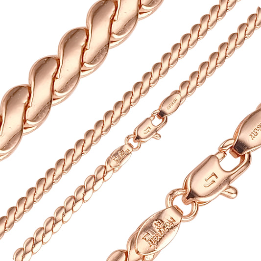 Elegant Serpentine S fancy link Rose Gold, White Gold chains