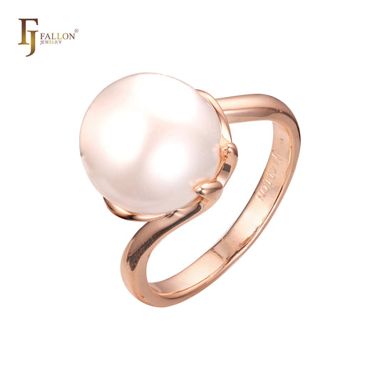 Solitärringe aus 14 Karat Gold und Roségold mit Perlen