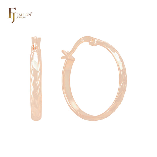 纹理玫瑰金环形耳环