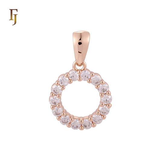 Halo ring of cluster white CZs Rose Gold Pendant