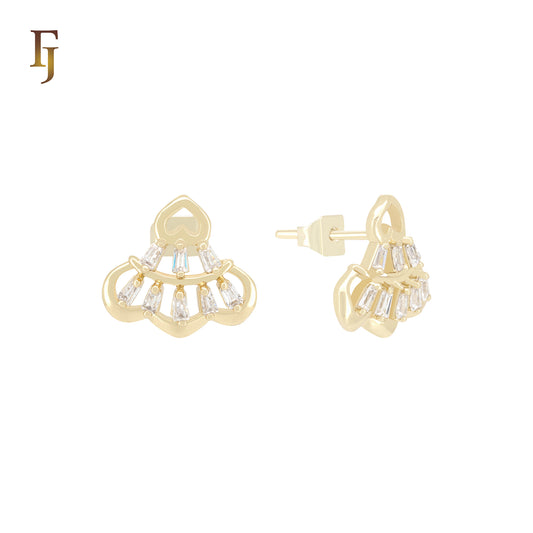 Skirt of Baguette White Czs 14K Gold Stud Earrings