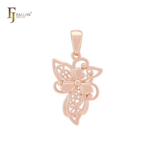 Подвеска из розового золота в форме цветка бабочки-клевера