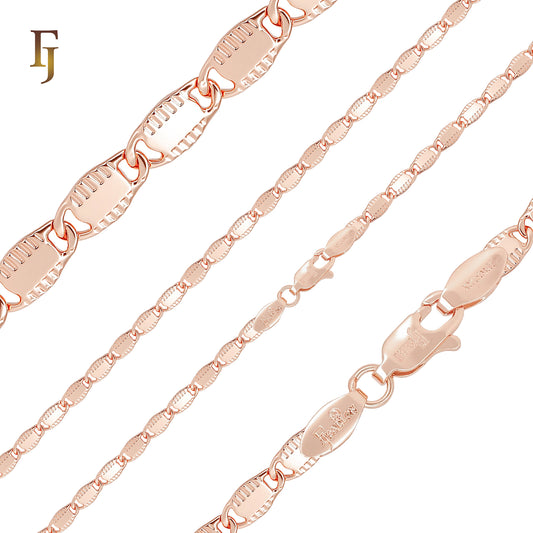 Shiny flat solid flank hammered Rose Gold Snail Chain