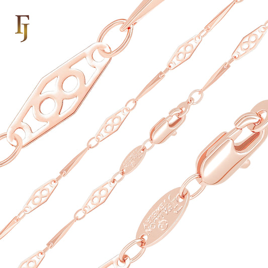 Rhombus Long infinity sign Rose Gold Fancy Link Chain
