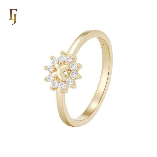 Butterfly of white CZs 14K Gold Fashion Rings