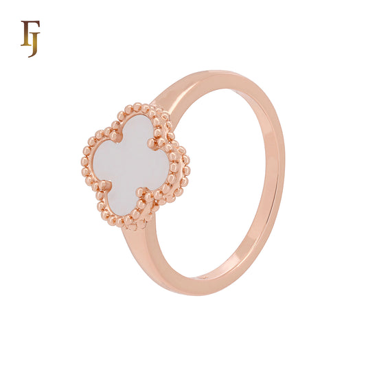 Minimalism Elegant Black or white Clover design Rose Gold Fashion Rings
