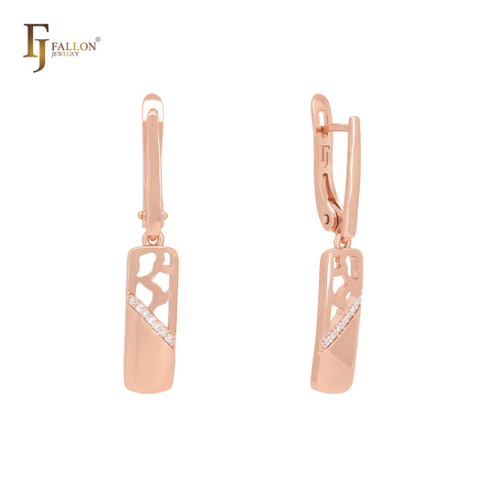 Half window shape geometric Rose Gold Russian Lock Earrings