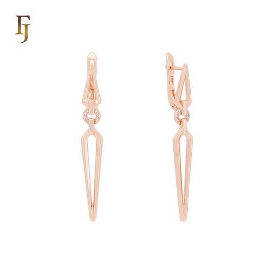 Double Arrow lock linking Rose Gold Russian Lock Earrings 29.6mm * 7mm