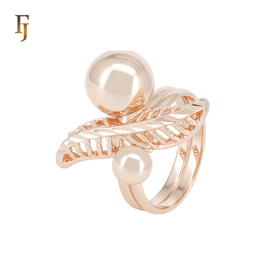 Double beads of leaves Rosse Gold Fashion Rings