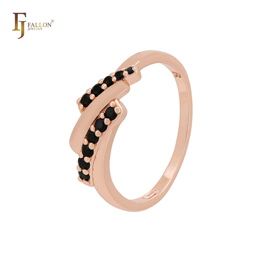 Four rows with white Czs Rose Gold two tone Fashion Rings