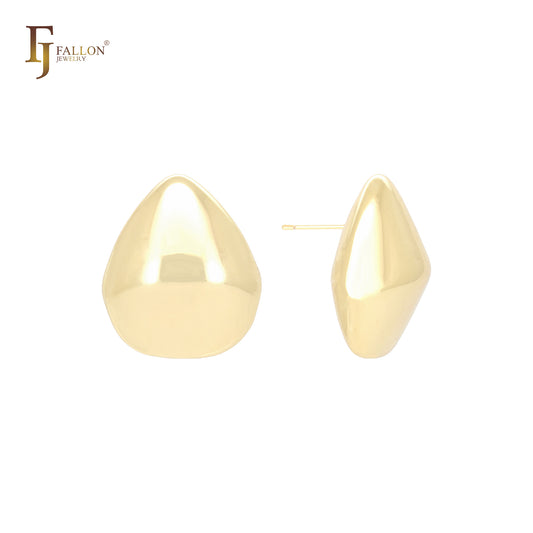 Серьги-гвоздики из 14-каратного золота, розового золота и белого золота в форме ромба