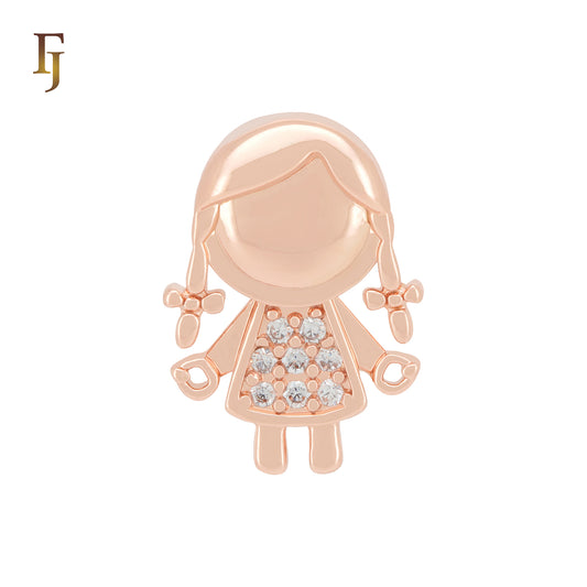 Cluster white CZs Rose Gold Pendant the Girl 9mm * 13.7mm by FJ Jewelry