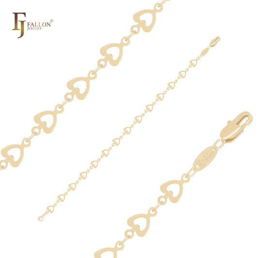 Hollow hearty heart fancy link 14K Gold Bracelets