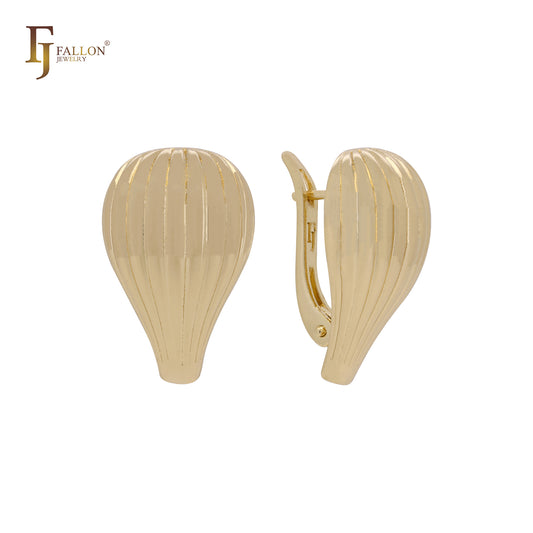 Tall shell shape Rose Gold Russian Lock Earrings