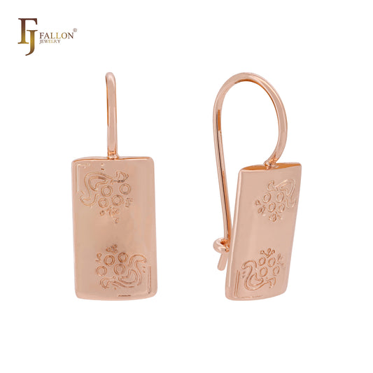 葡萄果形纹理玫瑰金线钩耳环