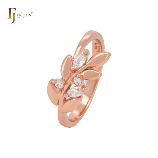 Blühende Blume mit Cluster weißen Zirkonia Rose Gold Fashion Ringe