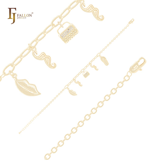 Pulseiras de Ouro 14K Little Charms of Decoration