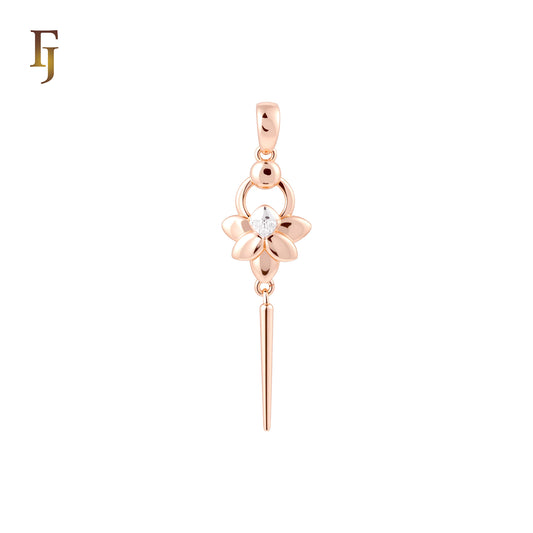 Elegant Flower rings key drop Rose Gold Solitiare Pendant