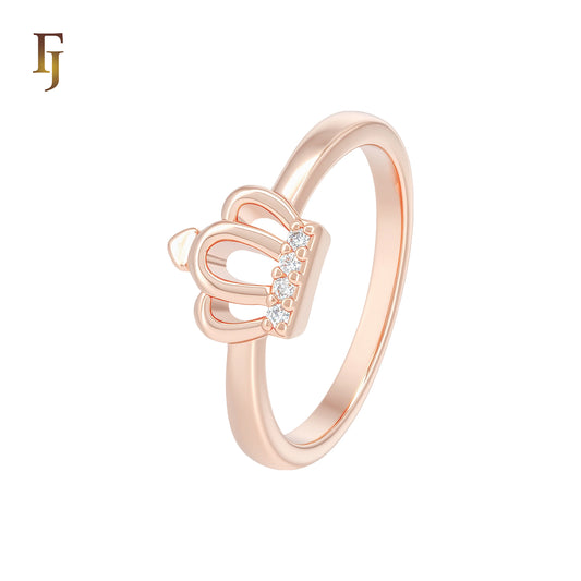 Little Crown of white Czs 14K Gold Rose Gold Rings
