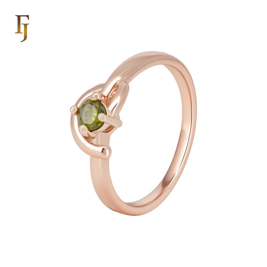 Solitaire Olive Green CZ Elegant Rose Gold Fashion Rings