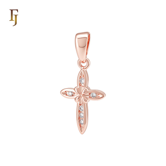Ribbon knot tip end Rose Gold Cross Pendant