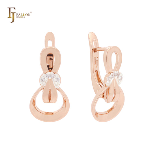 Interlocking knot of 8 Rose Gold two tone Russian Lock Earrings
