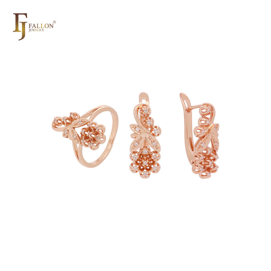 Conjunto de joyas de oro rosa con uva de Paige y anillos