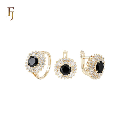 Halo cluster Colorful 14K Gold Jewelry Set with Rings