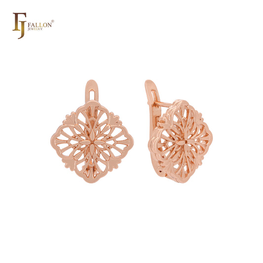 Tall cone shaped glossy Rose Gold Russian Lock Earrings