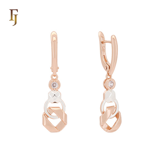 Double Ribbon Lock Rose Gold two tone Russian Lock Earrings
