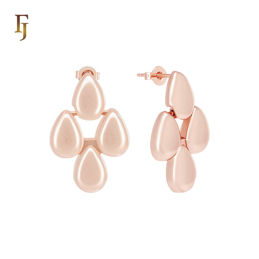 Four multi Drop 14K Gold, Rose Gold Stud Earrings