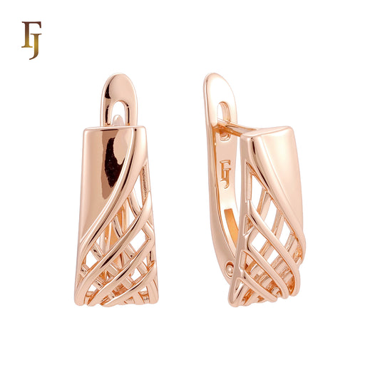 Geometric Mesh net Rose Gold Russian Lock Earrings