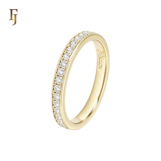 Thousand rounded white CZs 14K Gold, Rose Gold Wedding Band 3mm Rings