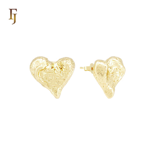 Irregular Heart Shape 14K Gold, Rose Gold Stud Earrings