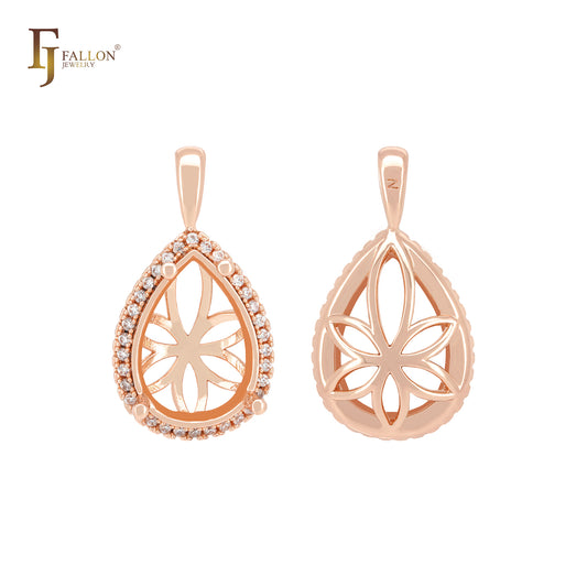 ハローティアドロップ型ローズゴールドペンダント(CZフリー)