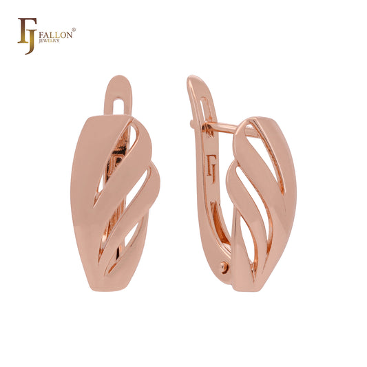 Big leave of rows Rose Gold Russian Lock Earrings