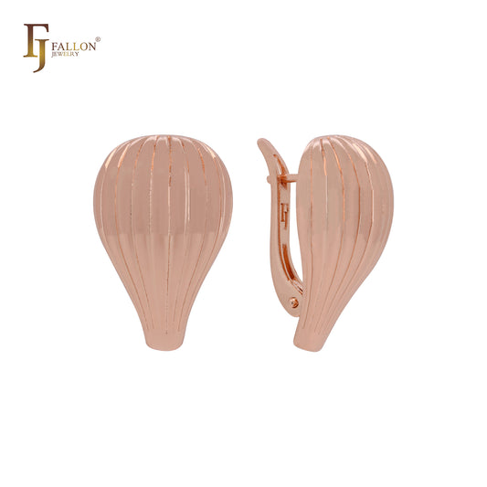 Tall shell shape Rose Gold Russian Lock Earrings