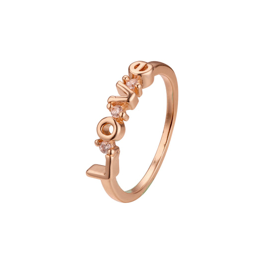 Love rings with three stones in 14K Gold, Rose Gold plating colors