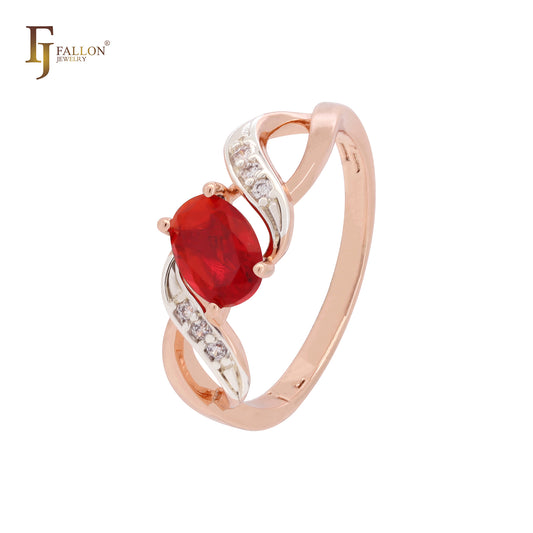 Элегантные округлые кольца для помолвки из розового золота с кубическим цирконием CZ