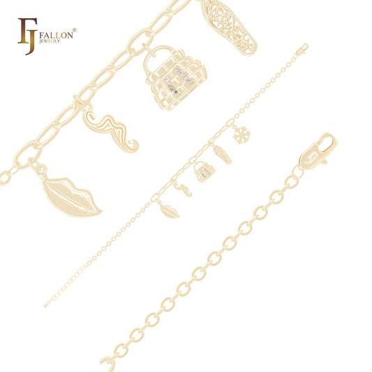 Pulseiras de Ouro 14K Little Charms of Decoration