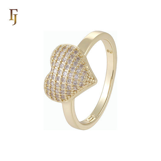 Cluster White CZs Heart 14K Gold Fashion Rings