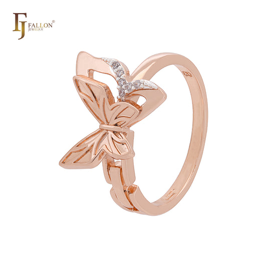 Luxurious double butterflies Rose Gold two tone Fashion Rings