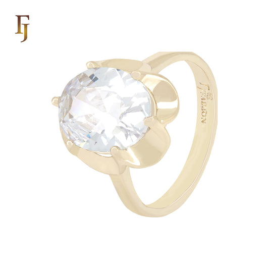 Great solitaire Oval shaped White CZ 14K Gold Rings