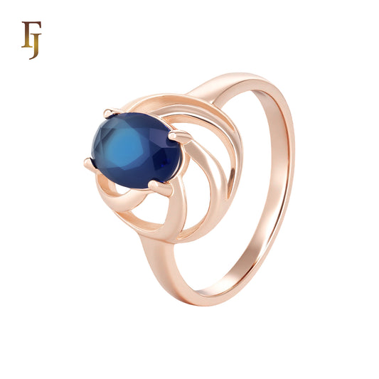 Spinning oval Solitaire colorful CZ Rose Gold Fashion Rings