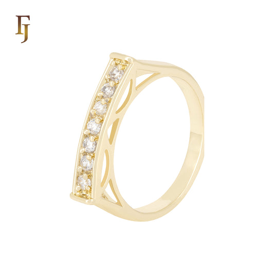 Plateau of white CZs cluster 14K Gold Fahsion Rings