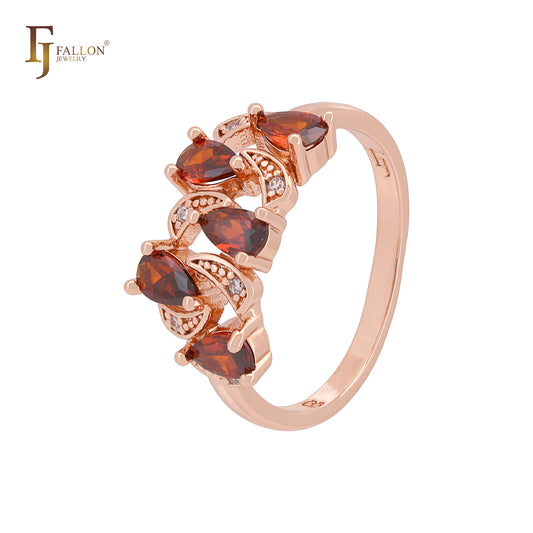 Cluster Red Czs Luxurious Rose Gold Fashion Rings