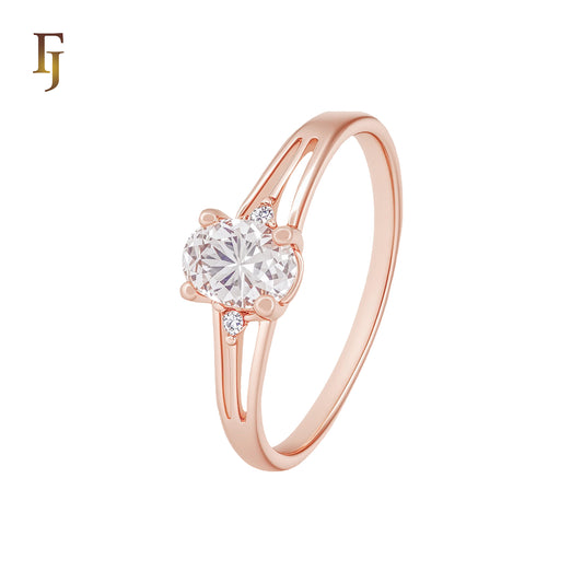 Solitaire White CZs Rose Gold Fashion Rings