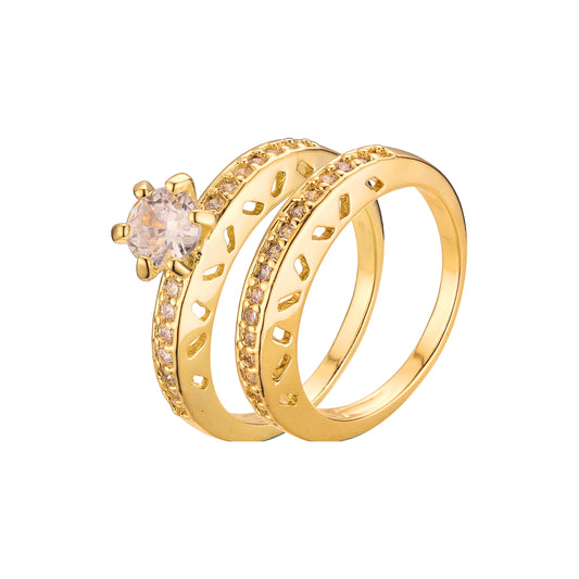 18K ゴールド、ホワイト ゴールド、14K ゴールド メッキ色の重ね付け可能なリング